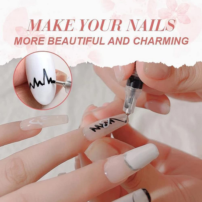 Nail Art Graffiti Pöttyöző Toll Vízálló Rajz Festés Bélés Ecset Barkácsolás Virág Absztrakt Vonal Részlet Szépség Díszít Manikűr eszköz