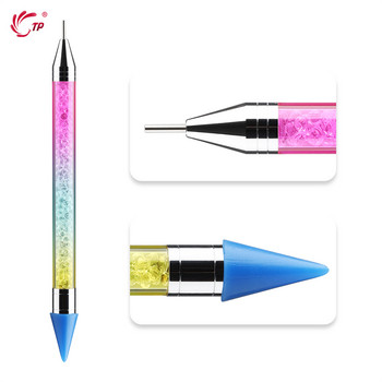 1Pc 2 Way Dual-ended Nail Dotting Στυλό Κρυστάλλινες Χάντρες Λαβή Καρφιά από στρας Picker Wax Pencil Μανικιούρ Εργαλείο νυχιών για DIY Gel