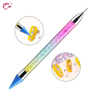 1Pc 2 Way Dual-ended Nail Dotting Στυλό Κρυστάλλινες Χάντρες Λαβή Καρφιά από στρας Picker Wax Pencil Μανικιούρ Εργαλείο νυχιών για DIY Gel