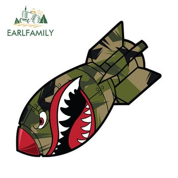 EARLFAMILY 13cm x 12.2cm for Bomb Flying Tiger Shark Mouth Decals Винилови стикери за кола Лаптоп Водоустойчива броня Забавна декорация