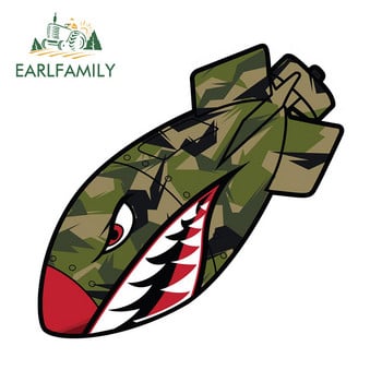 EARLFAMILY 13cm x 12.2cm for Bomb Flying Tiger Shark Mouth Decals Винилови стикери за кола Лаптоп Водоустойчива броня Забавна декорация