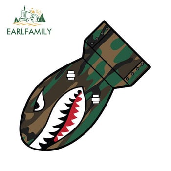 EARLFAMILY 13cm x 12.2cm for Bomb Flying Tiger Shark Mouth Decals Винилови стикери за кола Лаптоп Водоустойчива броня Забавна декорация