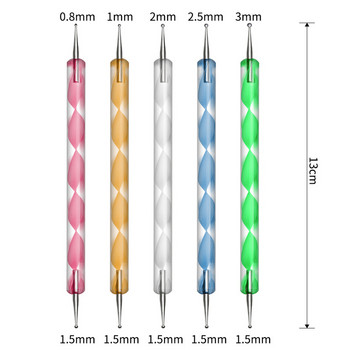 5 τμχ Σετ νυχιών Dual-Ended Picker Fritillary Mix Maker 13cm*0,8-3mm Dot Painting μυτερά ss-Diamonds Pick Nail Draw Pens Tools TB03