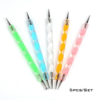 5 τμχ Σετ νυχιών Dual-Ended Picker Fritillary Mix Maker 13cm*0,8-3mm Dot Painting μυτερά ss-Diamonds Pick Nail Draw Pens Tools TB03