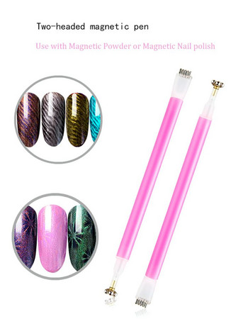 1 τεμ. Μαγνητικό στυλό νυχιών 2-κεφαλές Μαγνητικό στυλό Plum Blossom Cat Eyes Magic Stick για Σχέδιο Εργαλεία Πολωνικού Gel Μαγνητικό Στυλό νυχιών x3 Χρώματα