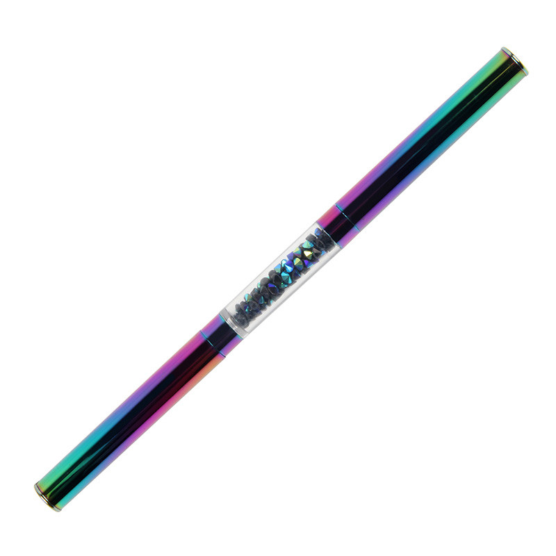 1db Rainbow kétvégű körömpontozó toll köröm strassz ékszerszedő szegecsek drágakövek Dotter gyémántok fogantyú köröm manikűr eszközök