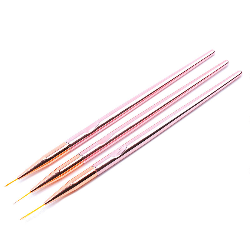 3db/készlet Nail Art Liner festőtoll 3D tippek DIY fém nyél UV gél festővonal ecset Nylon hajkefék manikűr körömbélés
