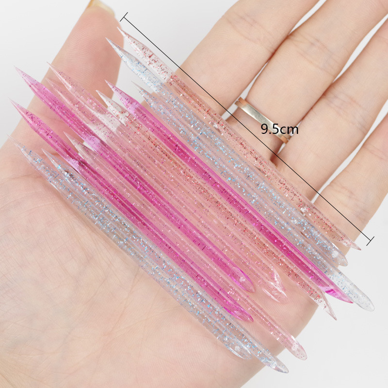 50db/csomag Manikűr ragasztópontos fúrórúd Kétfejű Dead Skin Pusher Crystal Point Fúrórúd köröm pontozó toll szépségápolási eszközök