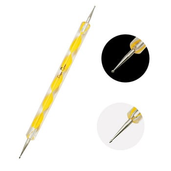 5 τμχ Nail Art Dotting Pen Plastic Swirl Wood Marbleizing Steel Dotting 2 Ways Εργαλεία μανικιούρ