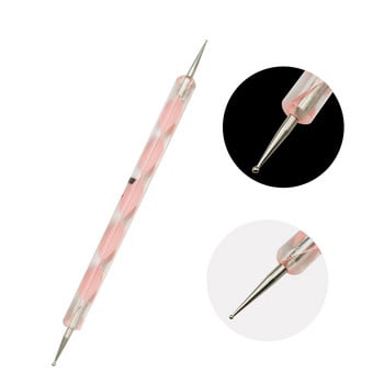 5 τμχ Nail Art Dotting Pen Plastic Swirl Wood Marbleizing Steel Dotting 2 Ways Εργαλεία μανικιούρ