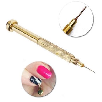 1Pc Hand Puncher Drill Hole Maker Dotting Pen Piercing Professional Manicure R Nail Art Golden Dangle Piercing Drill Tool #YT-39