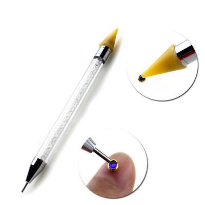Nou Nail Art Dotting Pen Mâner de mărgele de cristal Îndepărtați știfturile cu strasuri Creion de ceară cu două capete Unelte de alegere pentru manichiură DF#23