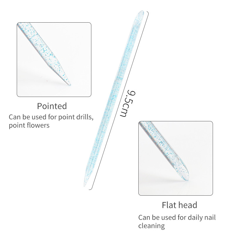 100 db Újrafelhasználható Crystal Stick kétvégű körömdíszítő kutikula nyomó körömbőr eltávolító eszköz pedikűr ápoló köröm manikűr pöttyöző eszköz