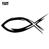 YJZT 20,3*8,9 cm Grunge Jesus Fish vinil matrica autóformázó ablakdekoráció kreatív autómatricák C6-1267
