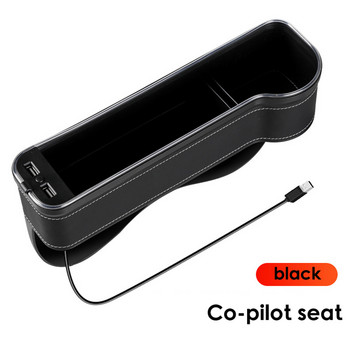 Dual USB Charging Car Crevice Storage Box Colorful LED Seat Gap Slit Pocket Catcher Seat Organizer Κάρτα Θήκη για μπουκάλια τηλεφώνου