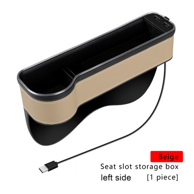 Încărcare dublă USB cutie de depozitare pentru crăpături pentru mașină, cu LED colorat pentru scaun, buzunar cu fantă, prindere pentru scaun, organizator pentru carduri, suport pentru pahare pentru sticle