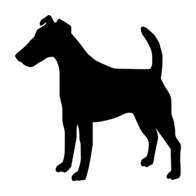 14,7*14,4 cm Sima Fox Terrier kutya vinil matrica sziluett autómatricák autós stílus kiegészítők fekete/ezüst S1-0418