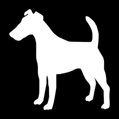14,7*14,4 cm Sima Fox Terrier kutya vinil matrica sziluett autómatricák autós stílus kiegészítők fekete/ezüst S1-0418