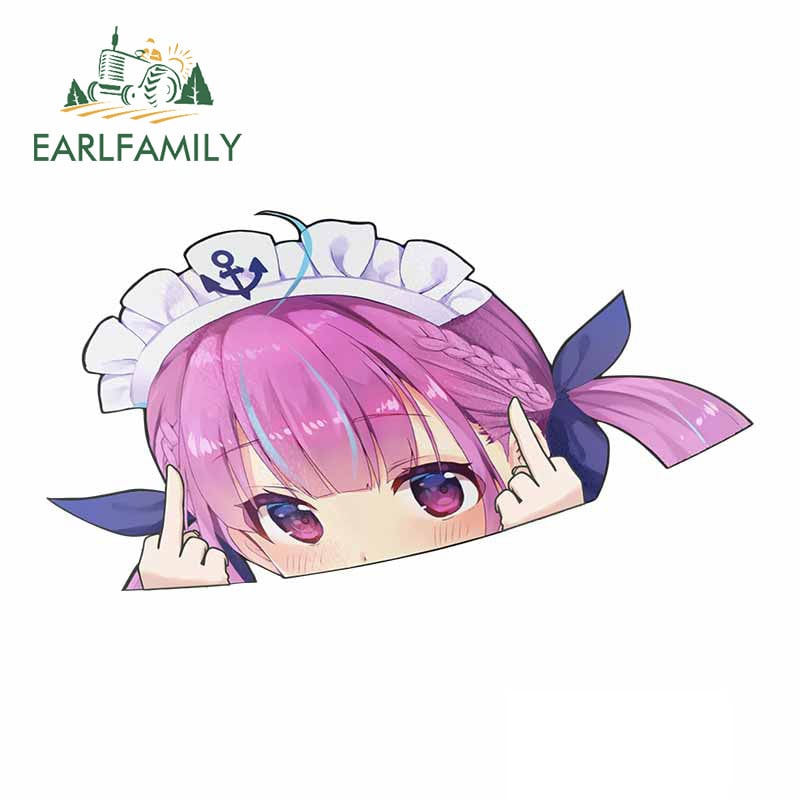 EARLFAMILY Minato Aqua Hololive Blush Peeker autómatrica nagy fejű anime vinyl JDM hátsó szélvédő csomagtartó matrica vicces autó stílus