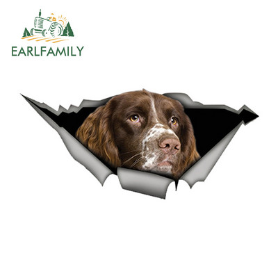 EARLFAMILY 13 cm x 6 cm Springerspaniela automašīnas uzlīme saplīsusi metāla uzlīme atstarojoša uzlīmes Ūdensizturīgas 3D automašīnas stila mājdzīvnieku suņu uzlīmes