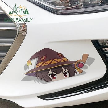 EARLFAMILY 13cm x 6.6cm за Megumin Kono Subarashii Sekai Ni Shukufuku Wo Peek Аниме Big Head Vinyl Car Sticker JDM Window Decal