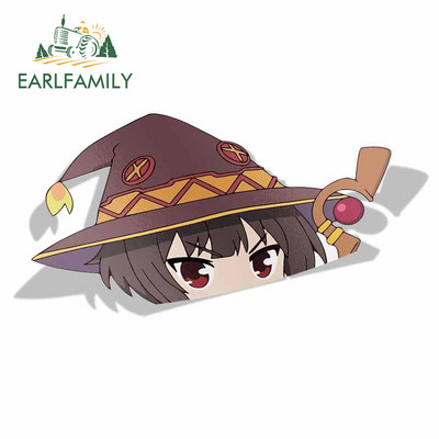 EARLFAMILY 13cm x 6,6cm για Megumin Kono Subarashii Sekai Ni Shukufuku Wo Peek Anime Αυτοκόλλητο Αυτοκόλλητου Αυτοκινήτου Βινυλίου Big Head JDM Decal