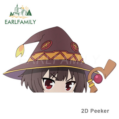 EARLFAMILY 13 cm x 6,6 cm Megumin Kono Subarashii Sekai Ni Shukufuku Wo Peek Anime nagyfejű vinyl autómatrica JDM ablakmatricához