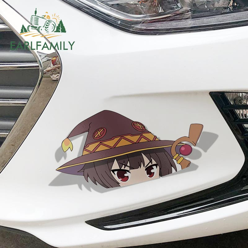 EARLFAMILY 13 cm x 6,6 cm Megumin Kono Subarashii Sekai Ni Shukufuku Wo Peek Anime nagyfejű vinyl autómatrica JDM ablakmatricához