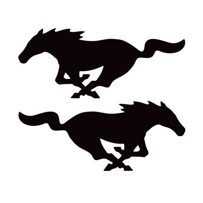22 cm * 8,8 cm 2 X Mustang Horse (1 labais un 1 kreisais) Modes vinila uzlīmes, melnas sudraba krāsas automašīnu uzlīmes, automobiļu stila S6-2751