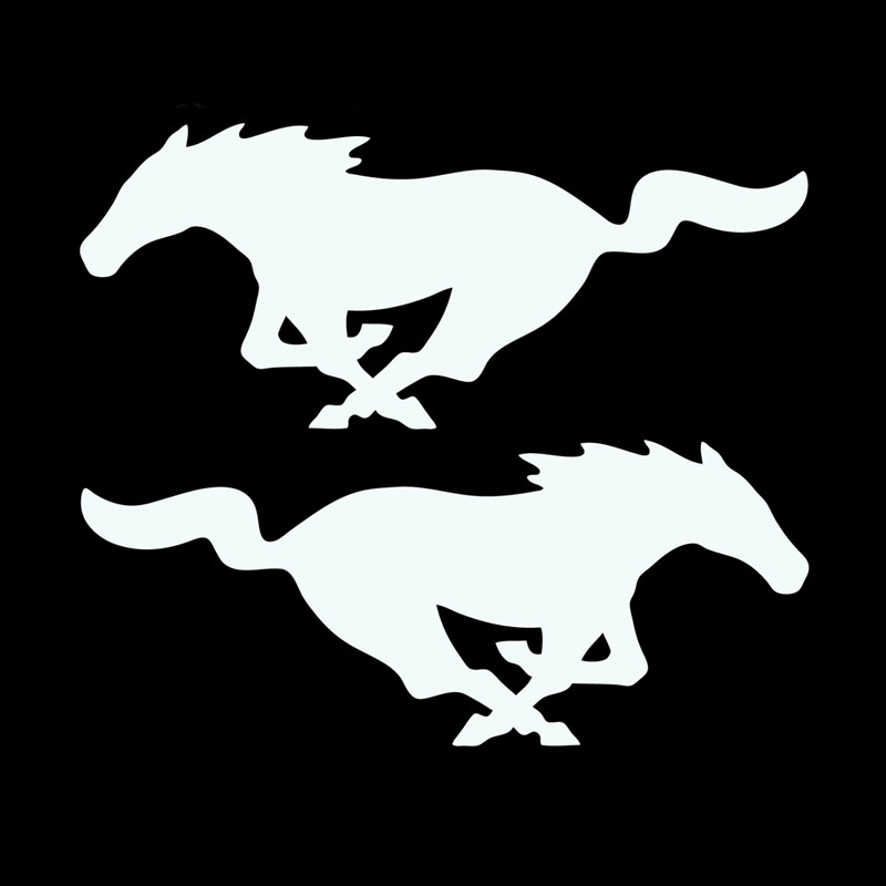 22 cm*8,8 cm 2X Mustang Horse (1 jobb és 1 bal) Divat vinil matricák Fekete ezüst autómatricák Autóstílusú S6-2751
