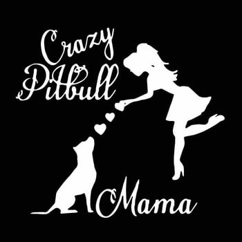 YJZT 15.7X14.2CM Стикер за кола Crazy Pitbull Mama Pitbull Mom Lover Dog Vinyl Window Car Decal Black/Silver C24-1615