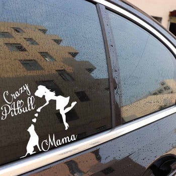 YJZT 15.7X14.2CM Стикер за кола Crazy Pitbull Mama Pitbull Mom Lover Dog Vinyl Window Car Decal Black/Silver C24-1615