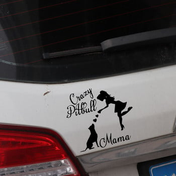 YJZT 15.7X14.2CM Стикер за кола Crazy Pitbull Mama Pitbull Mom Lover Dog Vinyl Window Car Decal Black/Silver C24-1615