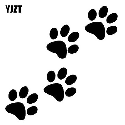 YJZT Animal Cat Paw Print Funny Vinyl Decal Motorcycle Car Stickers Black/Silver S6-3810