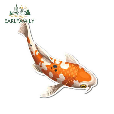EARLFAMILY 13 cm-es Koi Fish Carpe Diem Tattoo Skull Personality Autómatricák Barkácsolás 3D RV ATV Graphics Dekorációs matrica