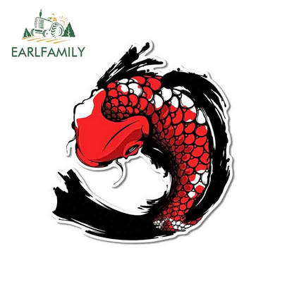 EARLFAMILY 13 cm-es Koi Fish Carpe Diem Tattoo Skull Personality Autómatricák Barkácsolás 3D RV ATV Graphics Dekorációs matrica