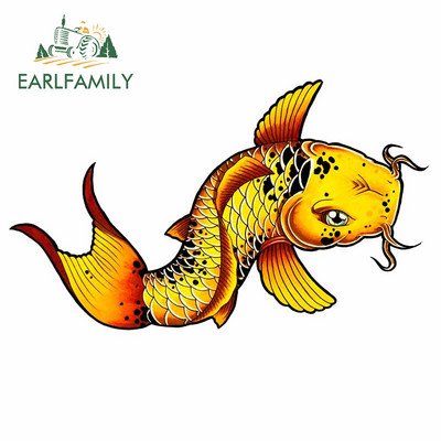 EARLFAMILY 13 cm-es Koi Fish Carpe Diem Tattoo Skull Personality Autómatricák Barkácsolás 3D RV ATV Graphics Dekorációs matrica
