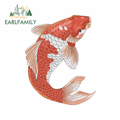 EARLFAMILY 13 cm-es Koi Fish Carpe Diem Tattoo Skull Personality Autómatricák Barkácsolás 3D RV ATV Graphics Dekorációs matrica