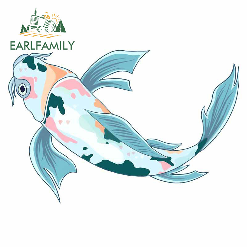 EARLFAMILY 13 cm-es Koi Fish Carpe Diem Tattoo Skull Personality Autómatricák Barkácsolás 3D RV ATV Graphics Dekorációs matrica