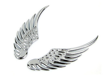 Lacuthe 1 pereche/lot Car Styling Fashion Metal Stickers Aripi 3D Autocolant masina Accesorii masina Motociclete Aur/argintiu