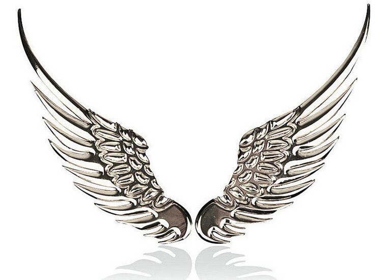 Lacuthe 1 pereche/lot Car Styling Fashion Metal Stickers Aripi 3D Autocolant masina Accesorii masina Motociclete Aur/argintiu