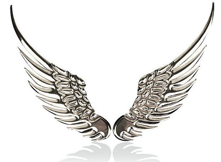 Lacuthe 1 pereche/lot Car Styling Fashion Metal Stickers Aripi 3D Autocolant masina Accesorii masina Motociclete Aur/argintiu