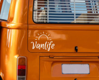 Vanlife autómatricák Sun Campinghez, fényvisszaverő vinil matricák egyéni díszítéshez, alkalmas lakókocsikhoz, terepre