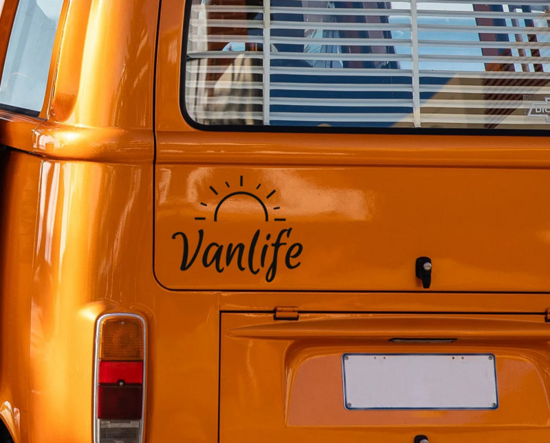 Vanlife autómatricák Sun Campinghez, fényvisszaverő vinil matricák egyéni díszítéshez, alkalmas lakókocsikhoz, terepre