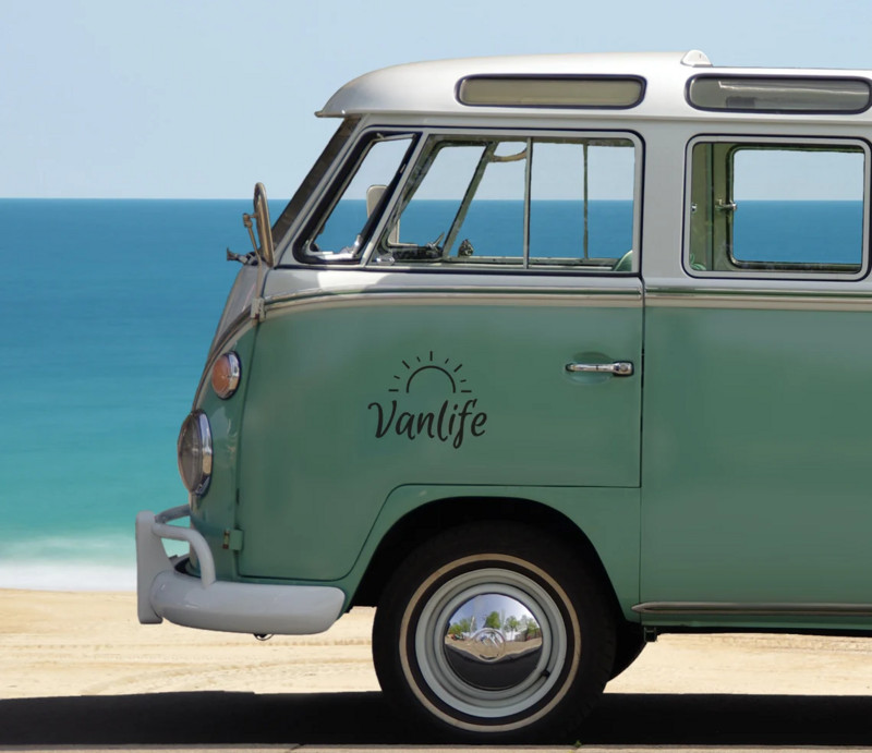 Vanlife autómatricák Sun Campinghez, fényvisszaverő vinil matricák egyéni díszítéshez, alkalmas lakókocsikhoz, terepre