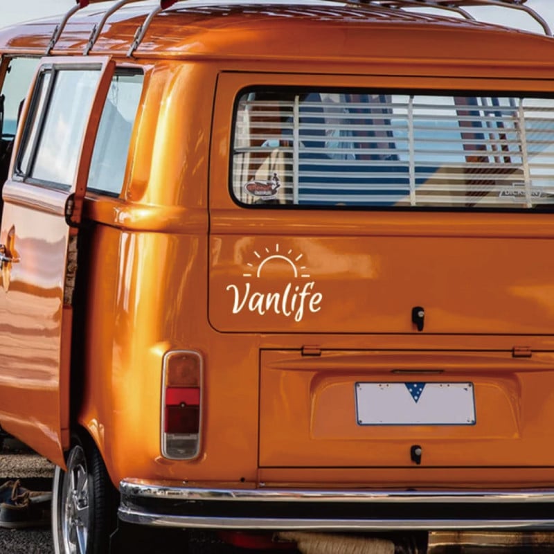 Vanlife autómatricák Sun Campinghez, fényvisszaverő vinil matricák egyéni díszítéshez, alkalmas lakókocsikhoz, terepre