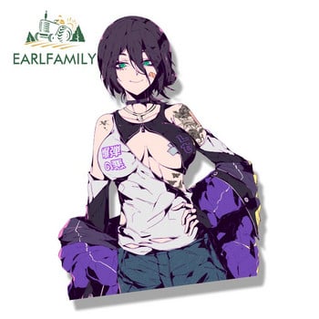 EARLFAMILY Gyaru Reze Fanart Стикер за кола Аниме Chainsaw Man Sketch Waifu Decal JDM Cartoon Peek Girl Bomb Demon Graffiti Sticker