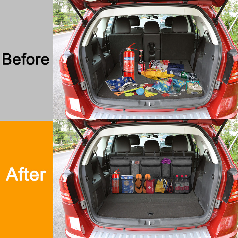 Automobilio galinės sėdynės atlošo organizatorius Auto bagažinės tinklelis Tinklelis Krovinių saugykla visureigiui Universalus sėdynės atlošo laikymas Tvarkyti saloną priedai