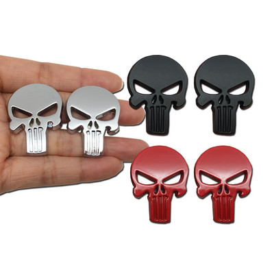 2 bucăți autocolante metal 3D pentru stil de mașină Punisher craniu emblemă decal insignă autocolant impermeabil auto auto roșu negru