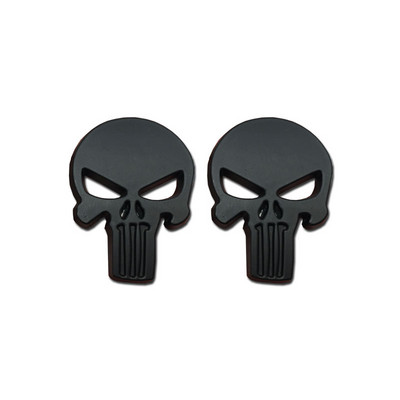 2 PCS Car Styling 3D Metal Stickers Punisher Skull Emblem Decal Badge Car Waterproof Sticker Auto Red Black Sliver